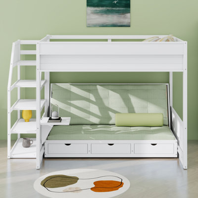 Convertible Bunk Bed With Storage Staircase, Bedside Table, And 3 Drawers