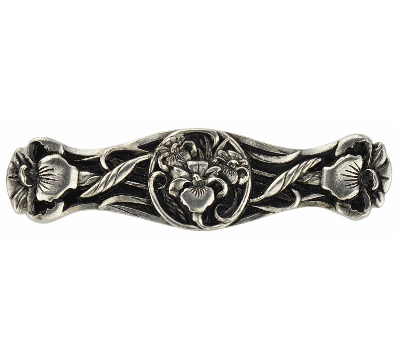 Floral Bar / Handle Pull, Brilliant Pewter