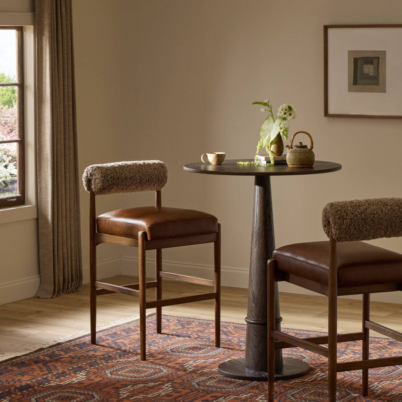 Jazelle Stool, Bar Stool (31" Seat Height), Havana Brown Teddy Fabric