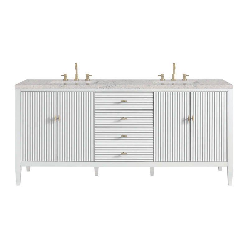 Myrrin 72'' W Double Vanity, Eternal Jasmine Pearl, Bright White, 8" Widespread