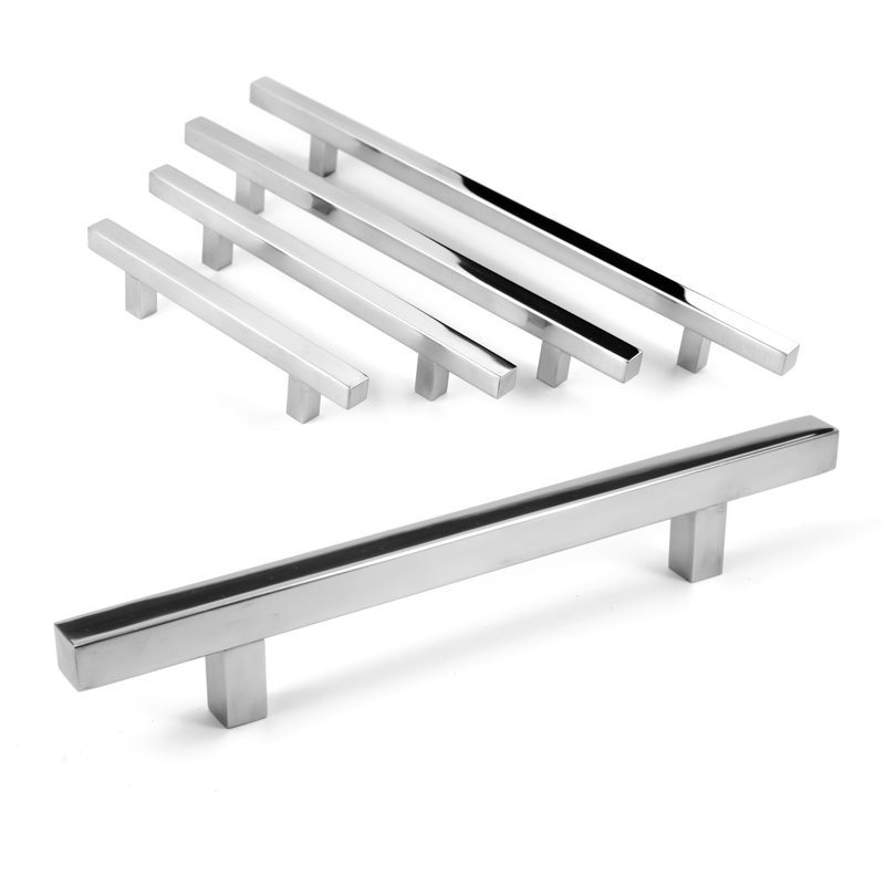 Poignée barre 5 po Pi Square, Chrome poli