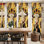 4 pièces de rideaux de vache et de tournesol de style campagnard chic, conception de grain de bois jaune rustique, installation de tringle de poche, rideaux à impression numérique pour salon, cuisine, chambre à coucher, bureau, salle de bain, hôtel, salle à manger, décoration intérieure