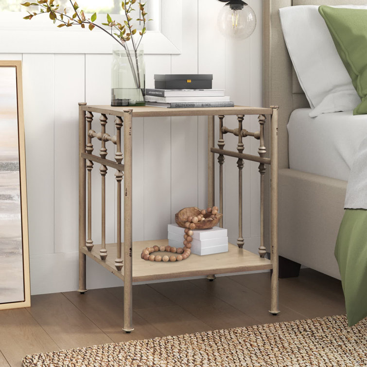 Edmund Vintage Open Metal Nightstand w/ Spindles