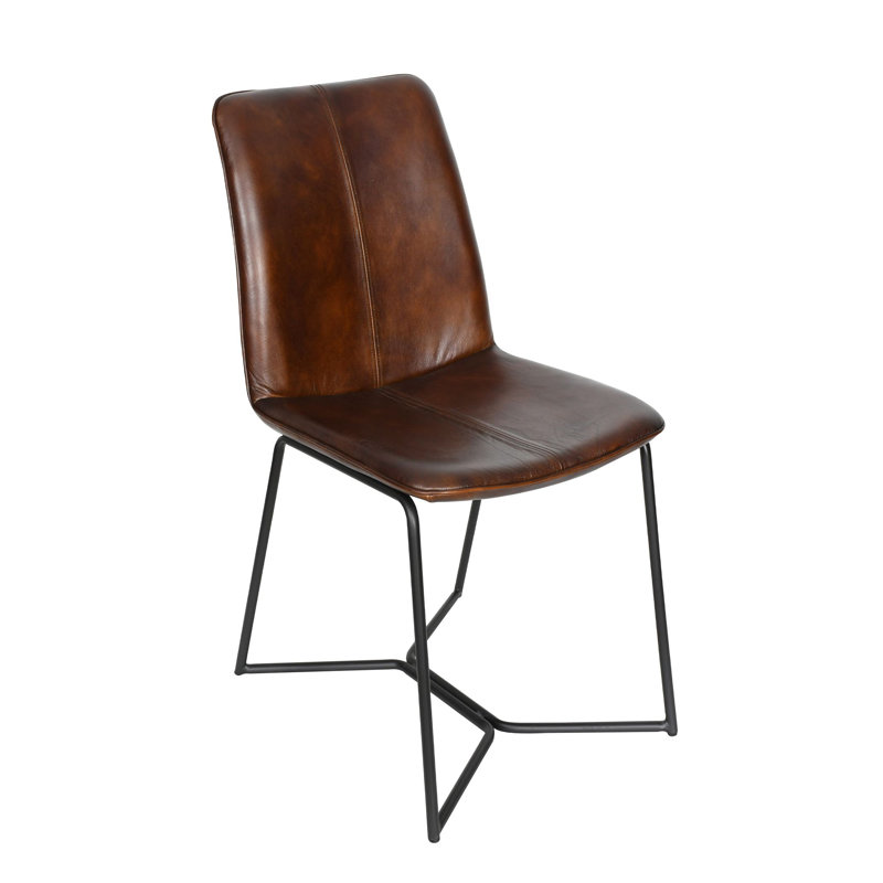 Brisben Leather Dining Chair, Hand Washed Chestnut
