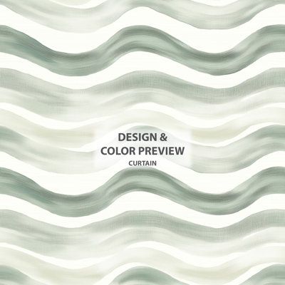Modern Curtains - Abstract Wavy Line Sage Beige Velvet Grommet Curtain - 1 Panel