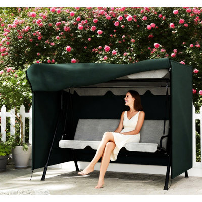 Housse de balançoire pour patio extérieur - Tissu foncé, protège les chaises du soleil, ventilation respirante, serrures à cordon, grande ouverture à fermeture à glissière, facile à plier et à ranger, l 80,75 po x l 48,75 po x H 64,5 po