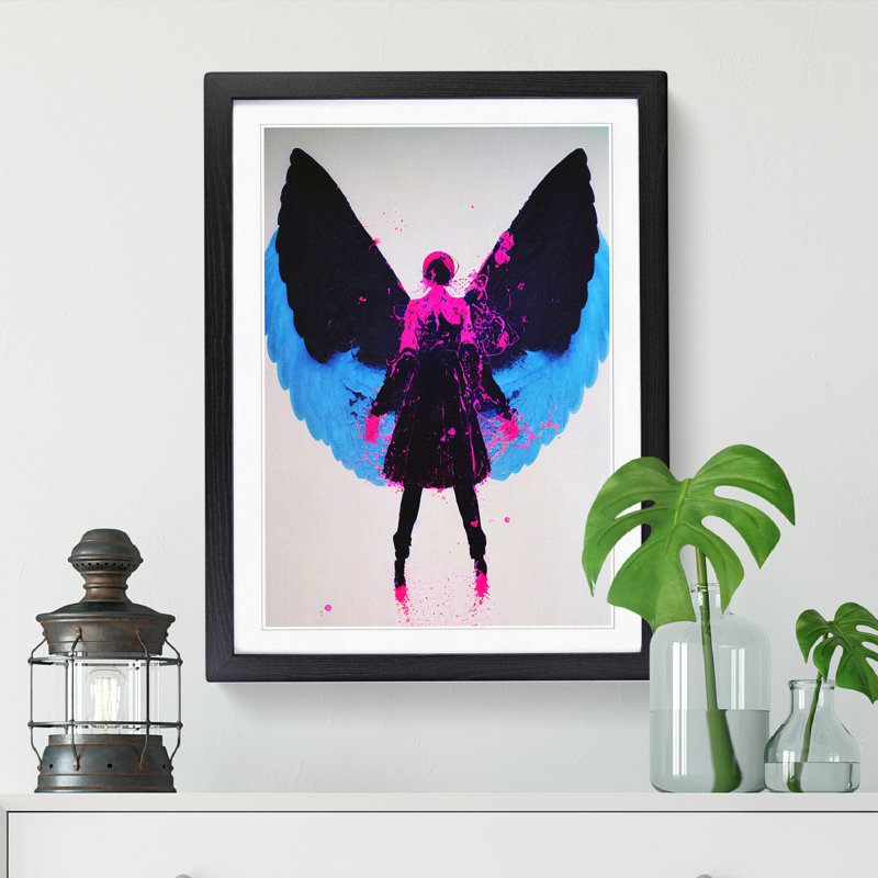 FRM-V0523-80X Angel Hydrodipped - Single Picture Frame Print, Black Framed, 64cm H x 46cm W x 2cm D
