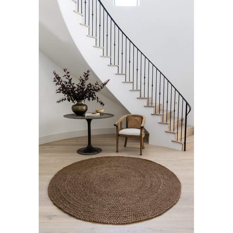 Jute Area Rug, Dark Brown, Round 6'