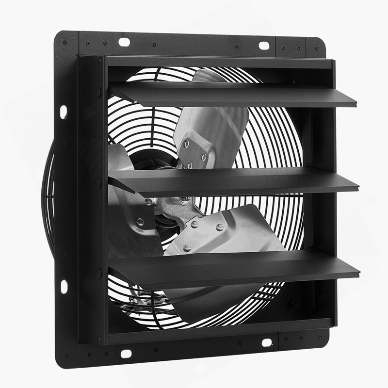 Ventilateur de 10 pouces à obturateur, ventilateur de grenier mural avec contrôle de température à vitesse variable, 1000 CFM, moteur EC, minuterie, pour remise, garage, refroidissement de serre, noir