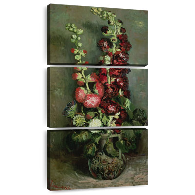 Vase de roses trémières