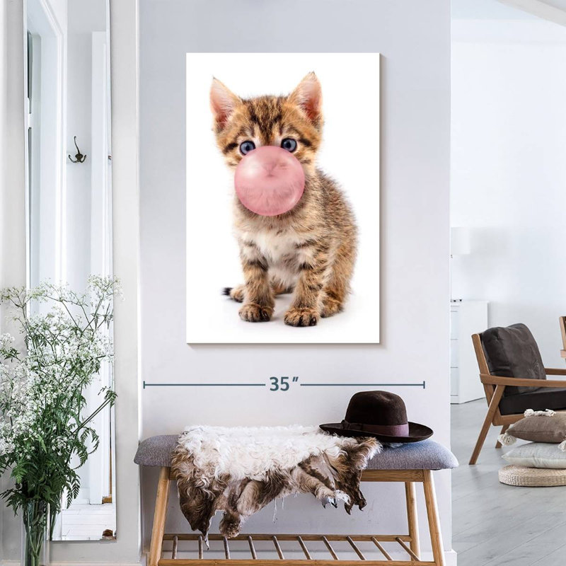 " Bubble Gum Kitten ", 24" H x 36" W x 1.25" D