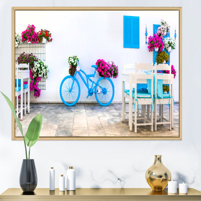 " Blue Old Bicycle With Flowers "
