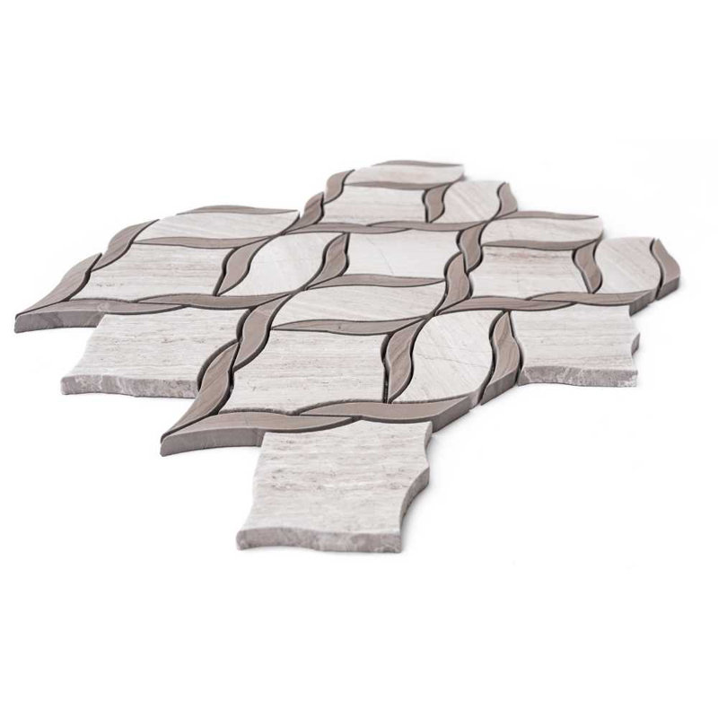 Santorini Vine 12" x 12" Marble Mosaic Wall & Floor Tile, Wooden/Athens