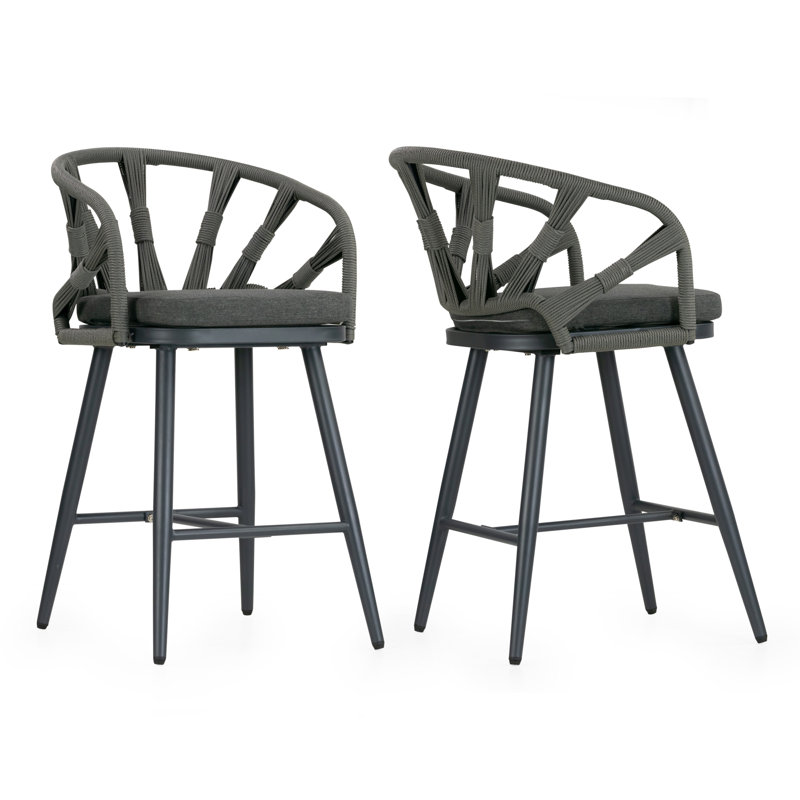 Ensemble de 2 tabourets de comptoir Birre, Gris, Gris