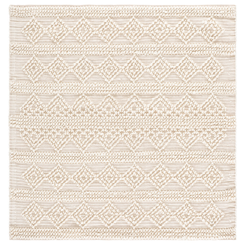 Natura Handwoven Wool/Cotton Beige Area Rug, Square 12'