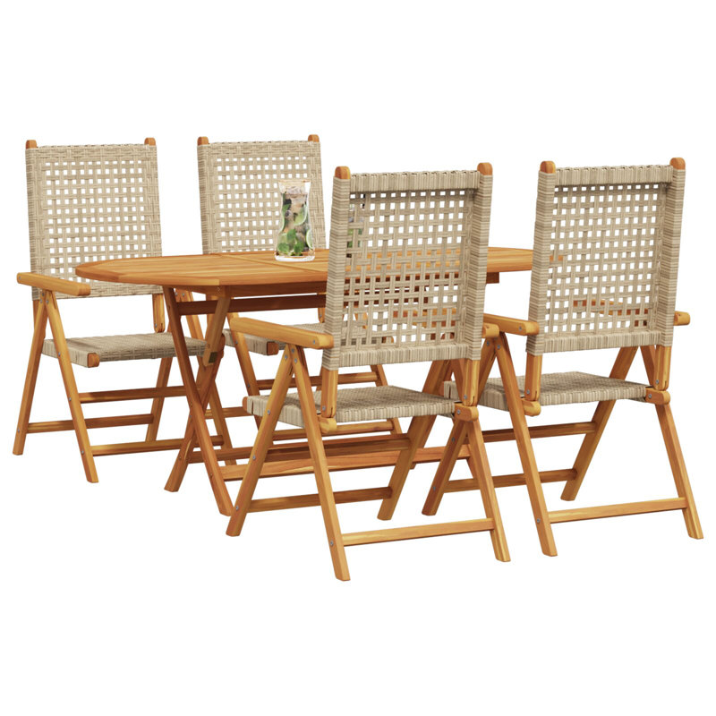 Ensemble repas 5 pièces vidaXL, Beige/brun, 4