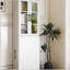 Armoire de rangement H 70,87 ", étagère de rangement multi-fonctionnelle à 4 niveaux et 2 portes en verre, grande bibliothèque moderne en bois