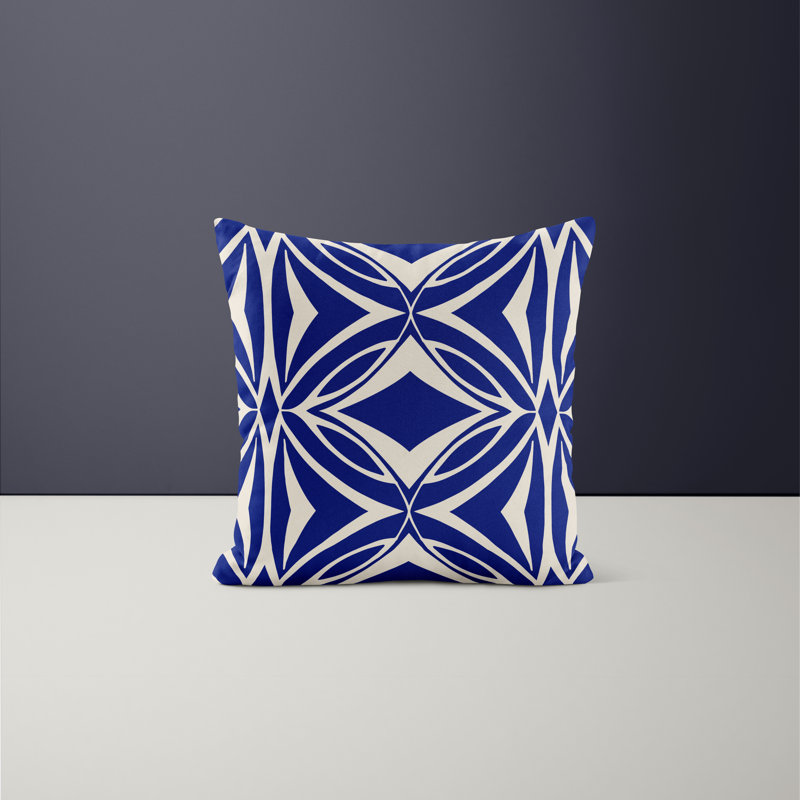 Jeté carré en polyester intérieur / extérieur, L 17 po x H 17 po, Bleu marine