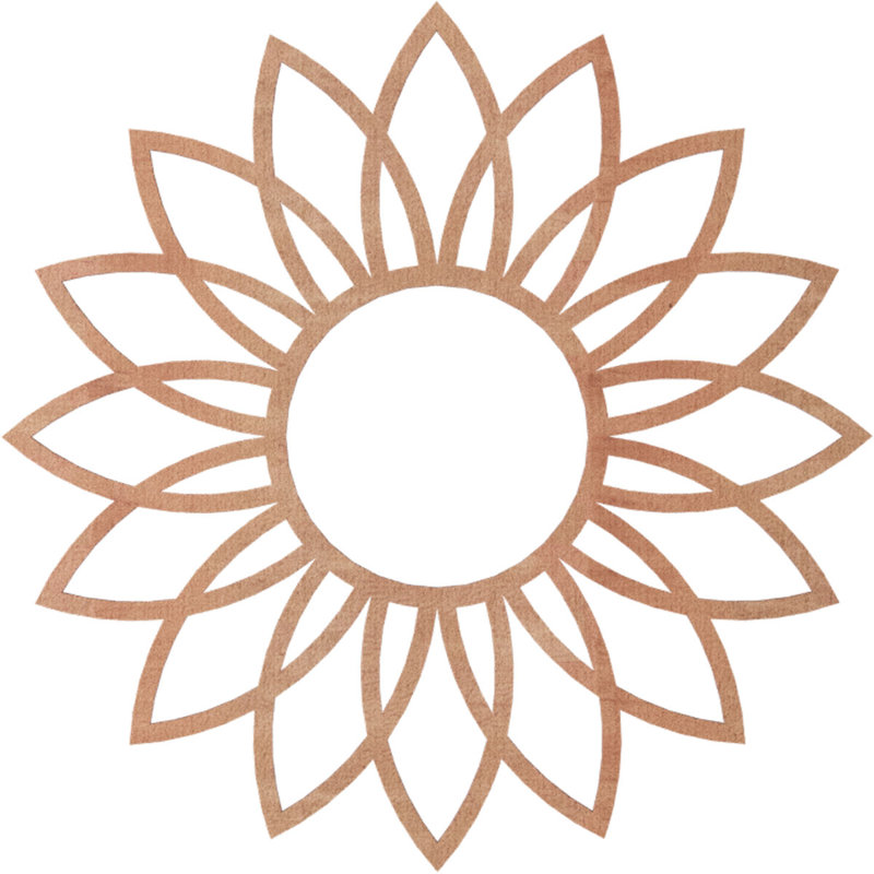 Médaillon de plafond ajouré en bois de marguerite 28 po x 9 3/4 po x P 3/4 po, Cerisier, H 26 po x l 26 po x P 0,38 po