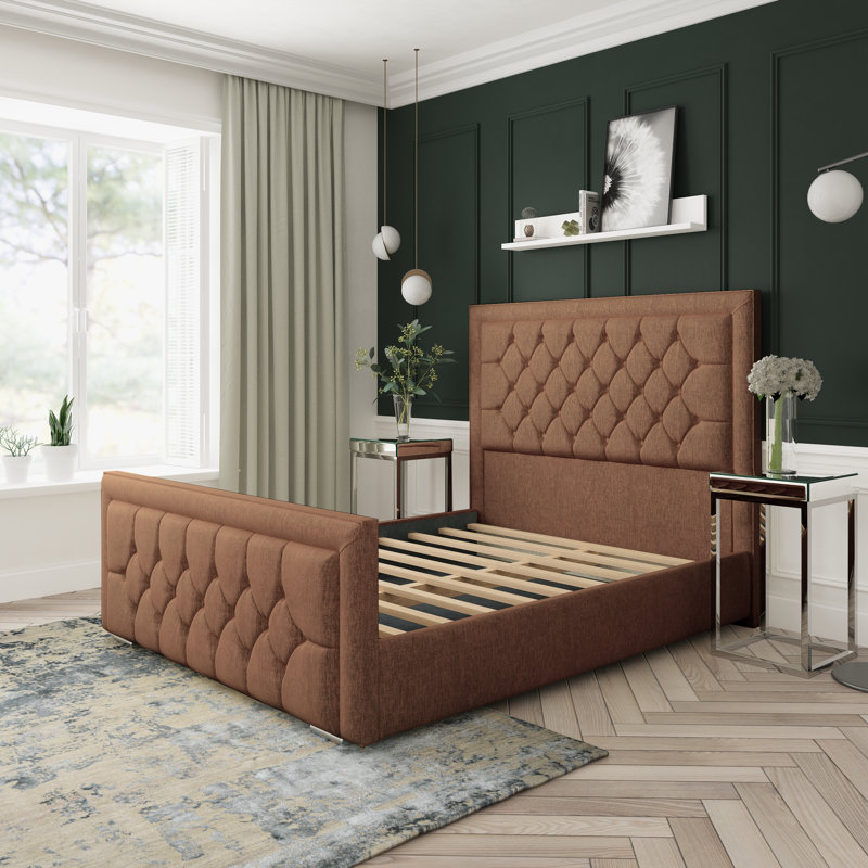 Upholstered Bed, Brown, Small Single (2'6)