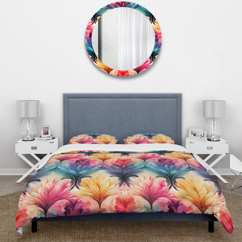 Ensemble de housse de couette Colorful Cosmic Ikat Radiance, Housse de couette pour grand lit et 2 taies décor