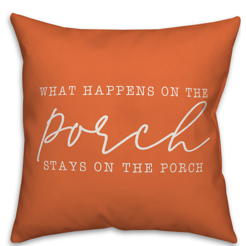 Textual Outdoor Throw Pillow, 16" x 16" , Orange
