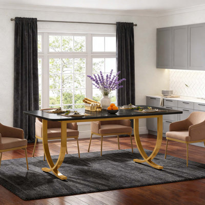 Modern Kitchen Dining Table with Faux Marble Table Top