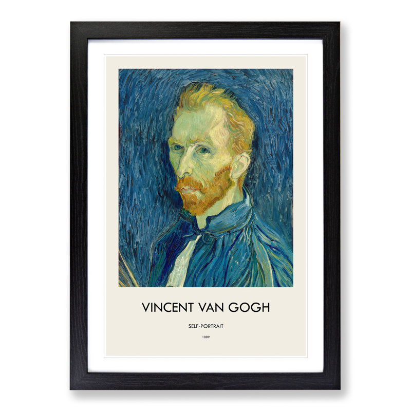 Self Portrait Vol.1 by Vincent Van Gogh - Picture Frame Painting, 36cm H x 27cm W x 2cm D, Black