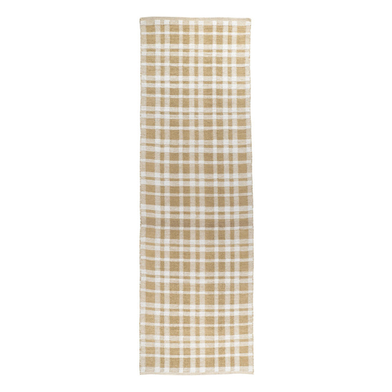 Tattersall Khaki Handwoven Indoor/Outdoor Rug, Runner 2'6" x 8'