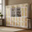 85.8" H X 94.4" W 7-Tier Large Rattan Storage Bookcase, Bookshelf With White Downlights