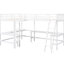 Lit mezzanine simple en L blanc avec 2 bureaux encastrés en résine, bois-789778229