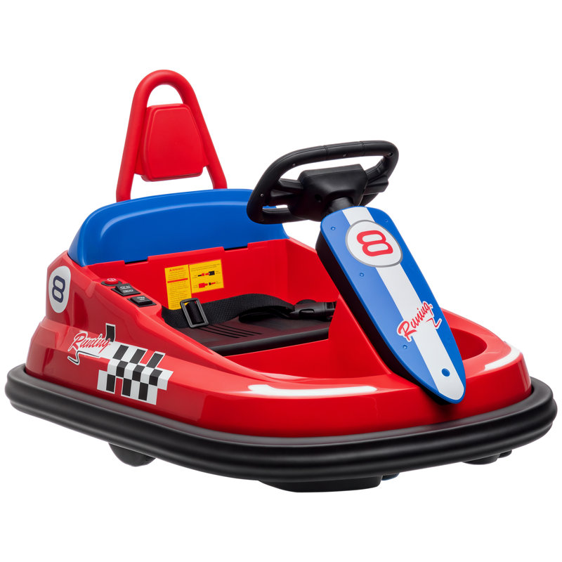 Durazo Zoomie Kids Bumper Car 360° Rotation 6V 2 Speeds for 18-48 Months, Red