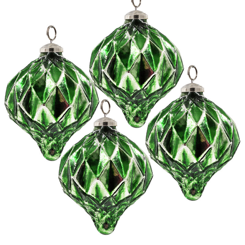 Boules de Noël en verre - Ornements suspendus décoratifs pour arbre de Noël et décorations de fêtes, 4