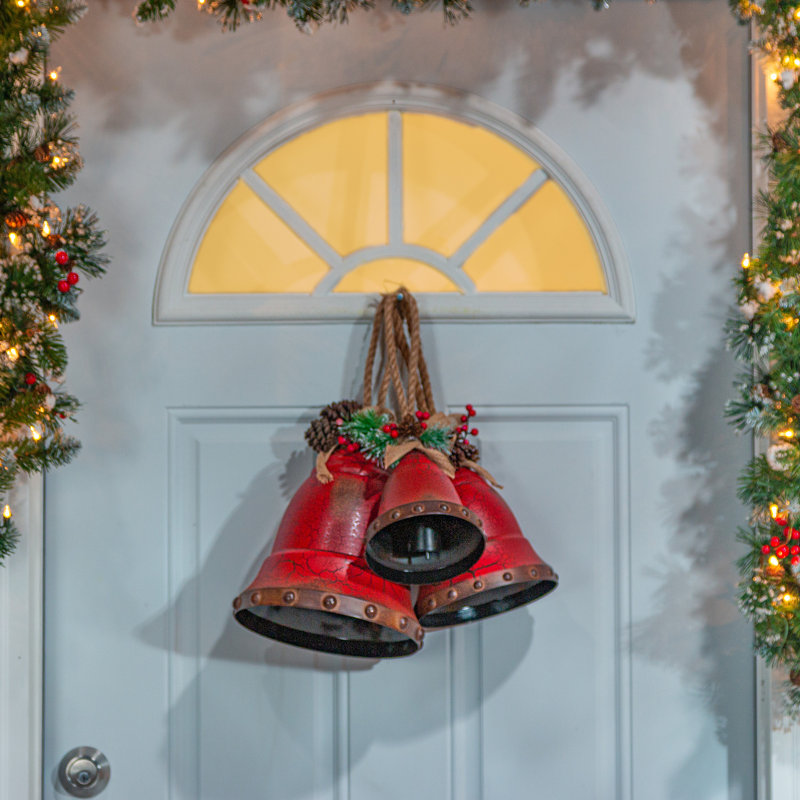 Ensemble de 3 clochettes de Noël suspendues en métal avec corde