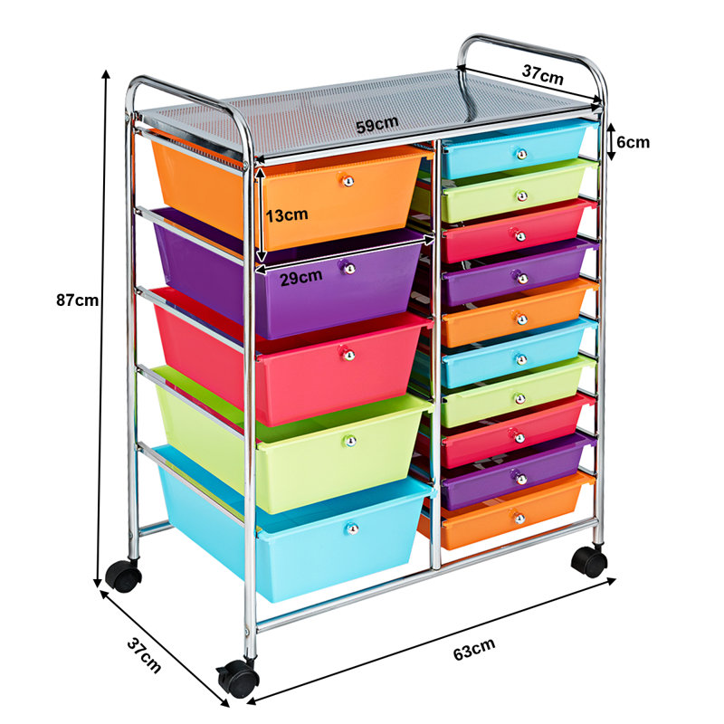 Parrett 87cm H x 63cm W Utility Cart with Wheels, Multicolour