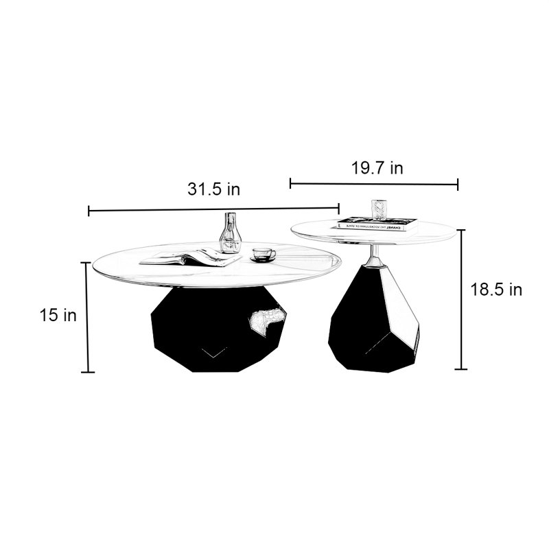 Modern simple round marble coffee table, Black