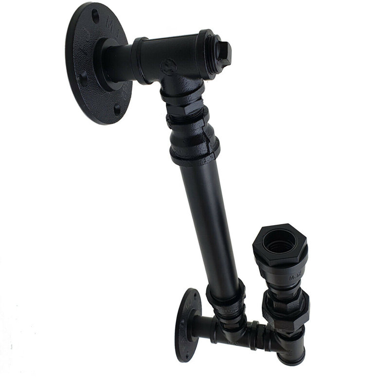 Centrahoma Industrial Candle Wall Light – 1-Light Metal Sconce with E27 Socket for Hallway, Black