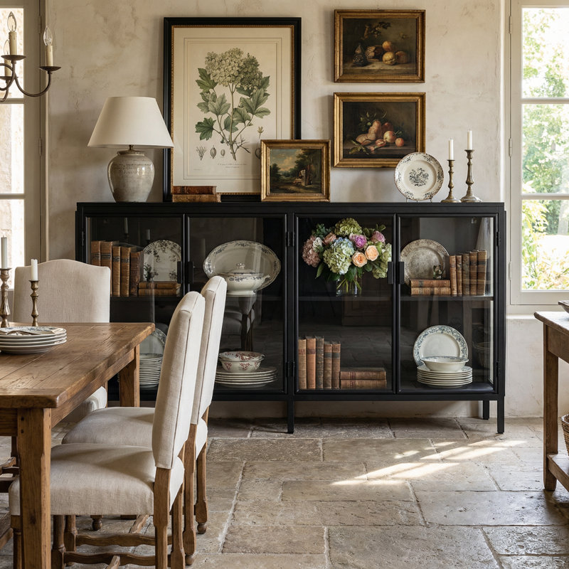 55.1" W Sideboard Cabinet Buffet Storage Cabinet, Black