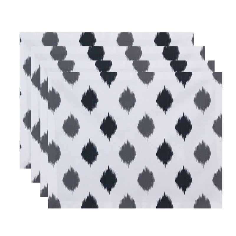 Ensemble de 3 napperons à pois à imprimé ikat Scudder, gris