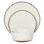 Gibson Elite Northrock Stoneware Dinnerware Set, 16-Piece Service for 4 Plates and Bowls Set – White Dishes with Hand-Painted Terracotta Base-118661667