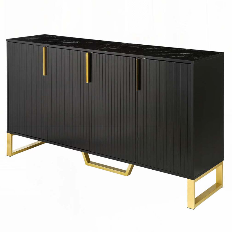 Console de rangement avec tablettes réglables, Noir