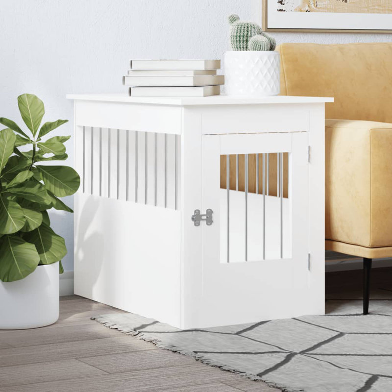 Caisse pour chien en bois d'ingénierie, H 26,8 po x l 21,7 po x P 31,5 po, Blanc
