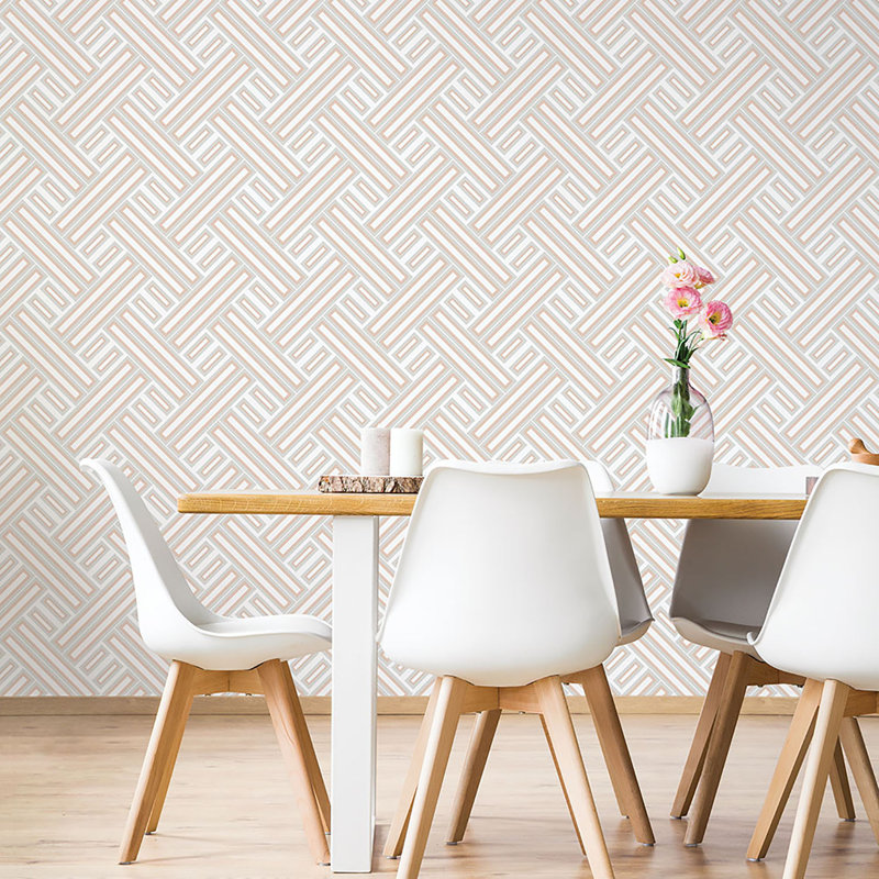 Geometrix 10m x 52.8cm Satin Wallpaper Roll, Rose