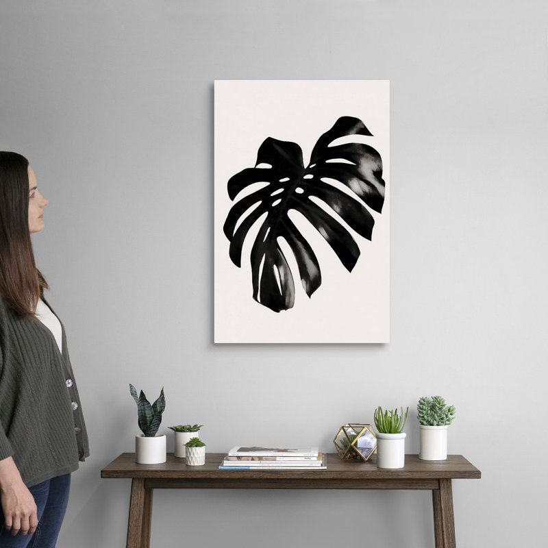 «Black Leaf», art mural sur toile, Toile tendue, H 30 po x l 20 po