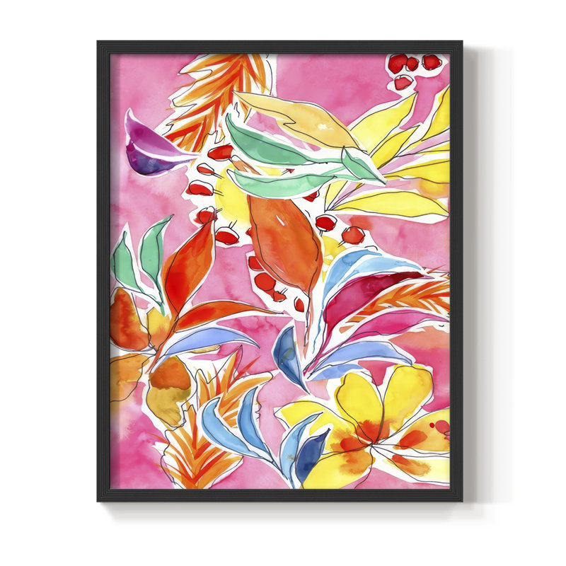 Manic Botanical II, reproduction encadrée - bois massif, Noir, noir, noir, noir, H 21 po x l 17 po