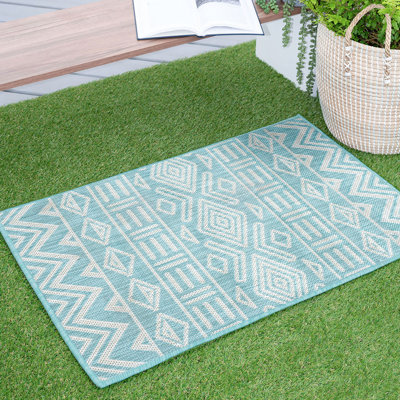 Tapis intérieur / extérieur turquoise Urbina