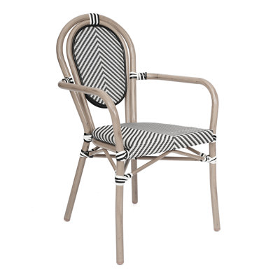 Connally Commercial Stacking Paris Chair with Arms and Metal Frame by Bay Isle Home