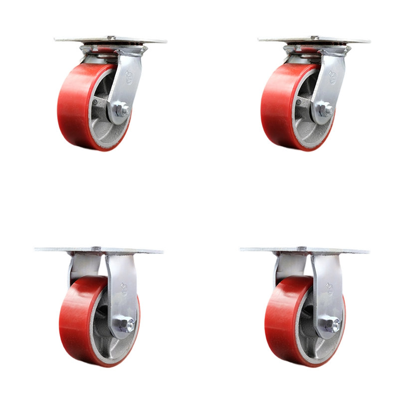 Poly on Cast Iron Caster, Red