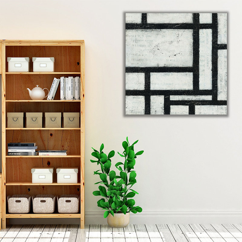 «Labyrinth II Black and White», reproduction d'art sur toile, H 12 po x l 12 po