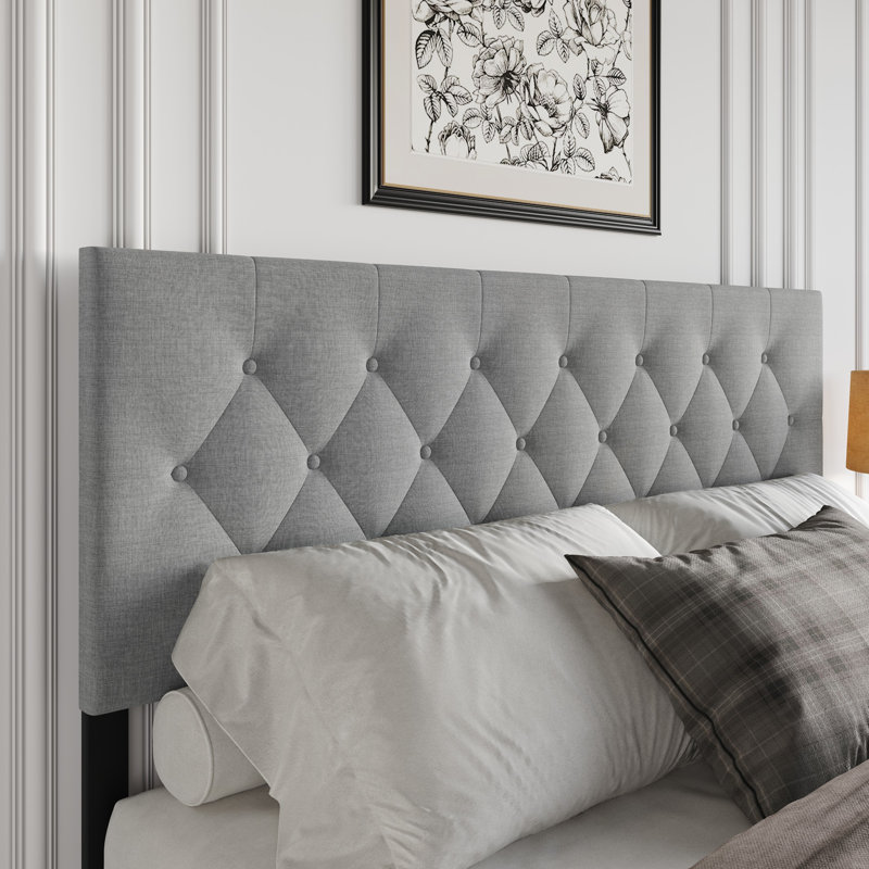 Gunnison Queen Tufted Upholstered Headboard, Gray, Queen